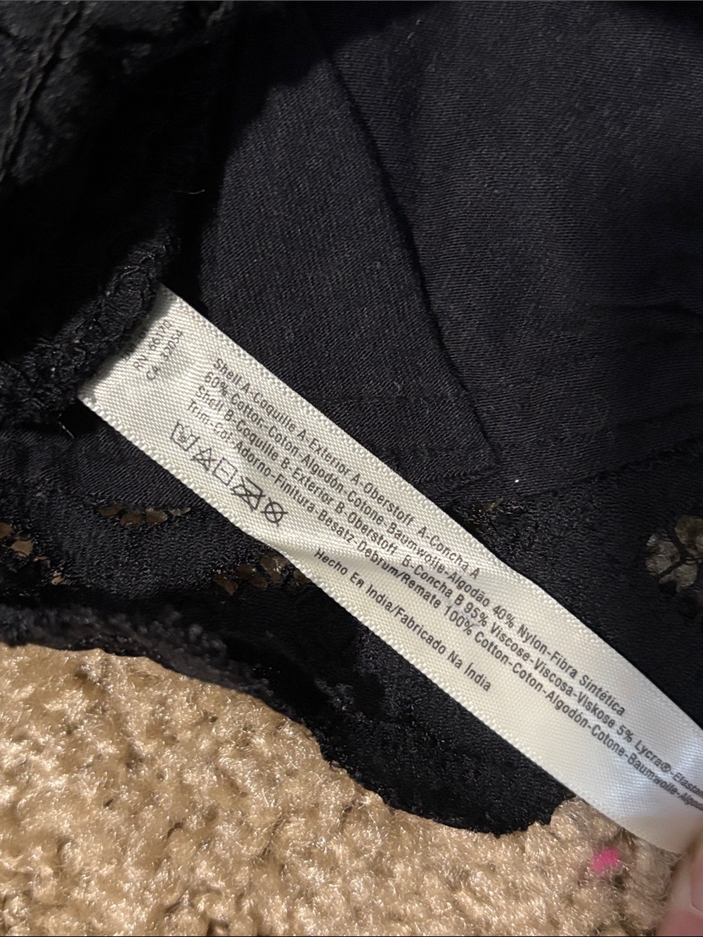 NWOT Free People One Black Floral Lace Bralette - Picture 4 of 5